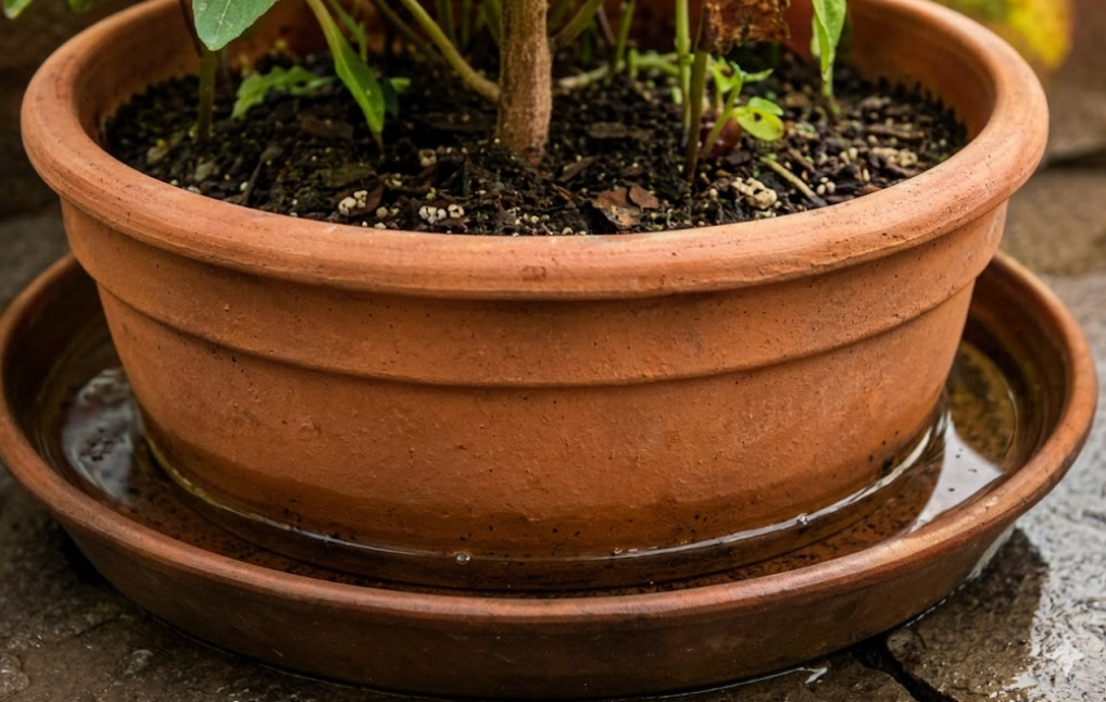 Water in plant saucers